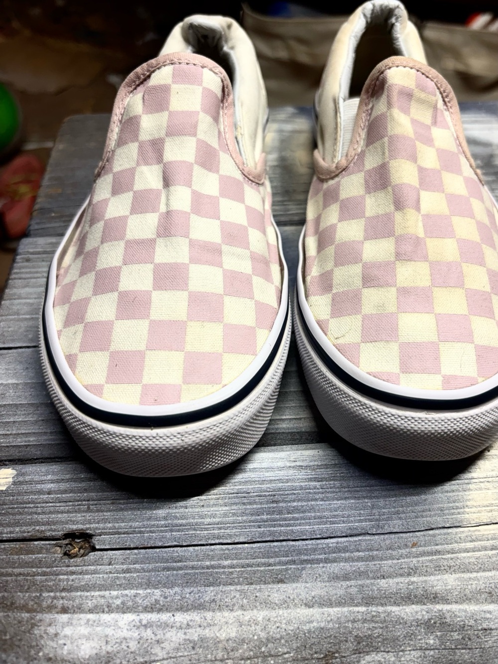 Vans Women’s Slip-On Checkerboard Sneakers - Light Pink & Cream